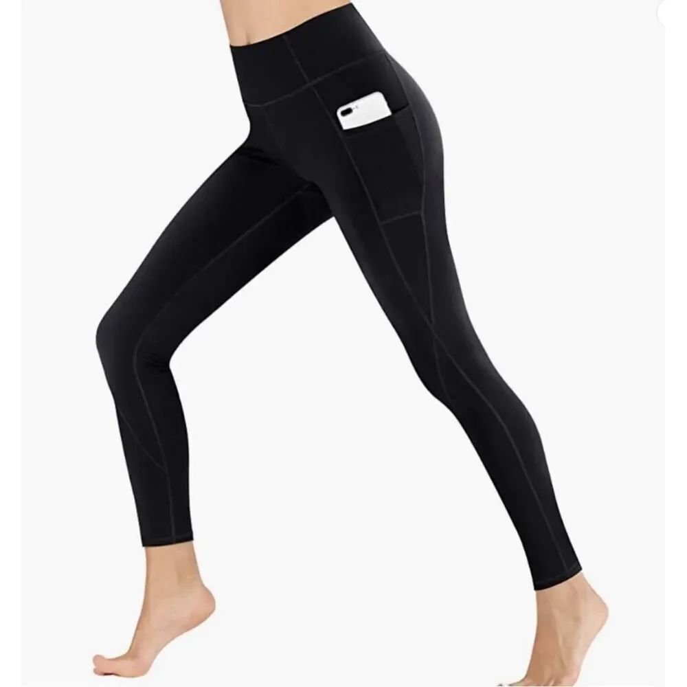 NWT Heathyoga Black High Waisted Yoga Workout Tummy Control Leggings Pants - XXL - Picture 1 of 6